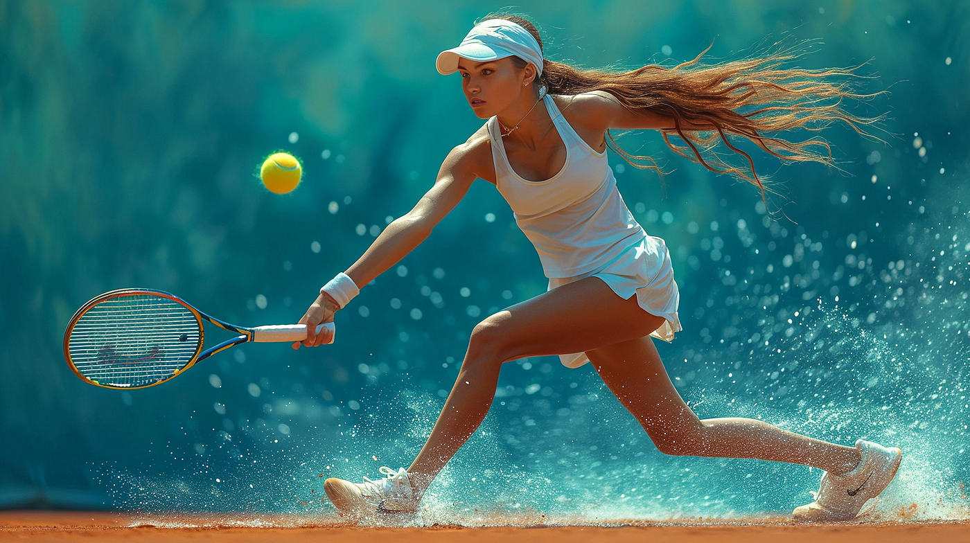 Athletic girl playing tennis.